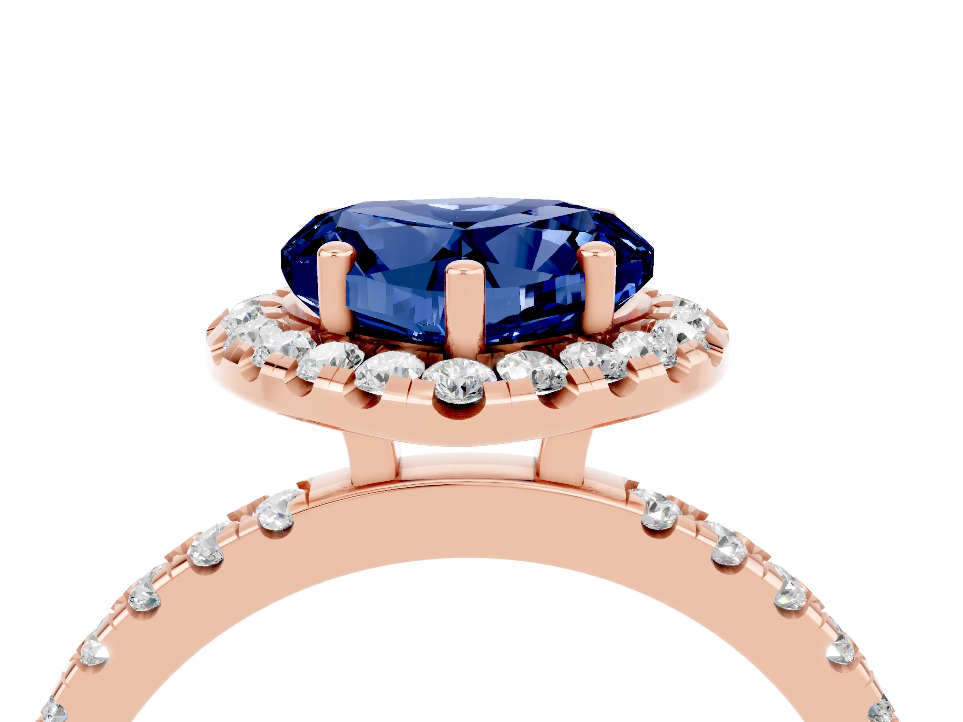 Rose gold Heart Cut Halo Diamond Pave Band with Prong Setting_4