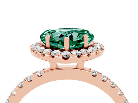 Rose gold Heart Cut Halo Diamond Pave Band with Prong Setting_4