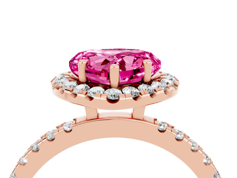 Rose gold Heart Cut Halo Diamond Pave Band with Prong Setting_4