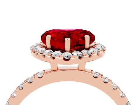 Rose gold Heart Cut Halo Diamond Pave Band with Prong Setting_4