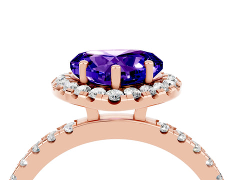 Rose gold Heart Cut Halo Diamond Pave Band with Prong Setting_4
