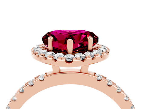 Rose gold Heart Cut Halo Diamond Pave Band with Prong Setting_4