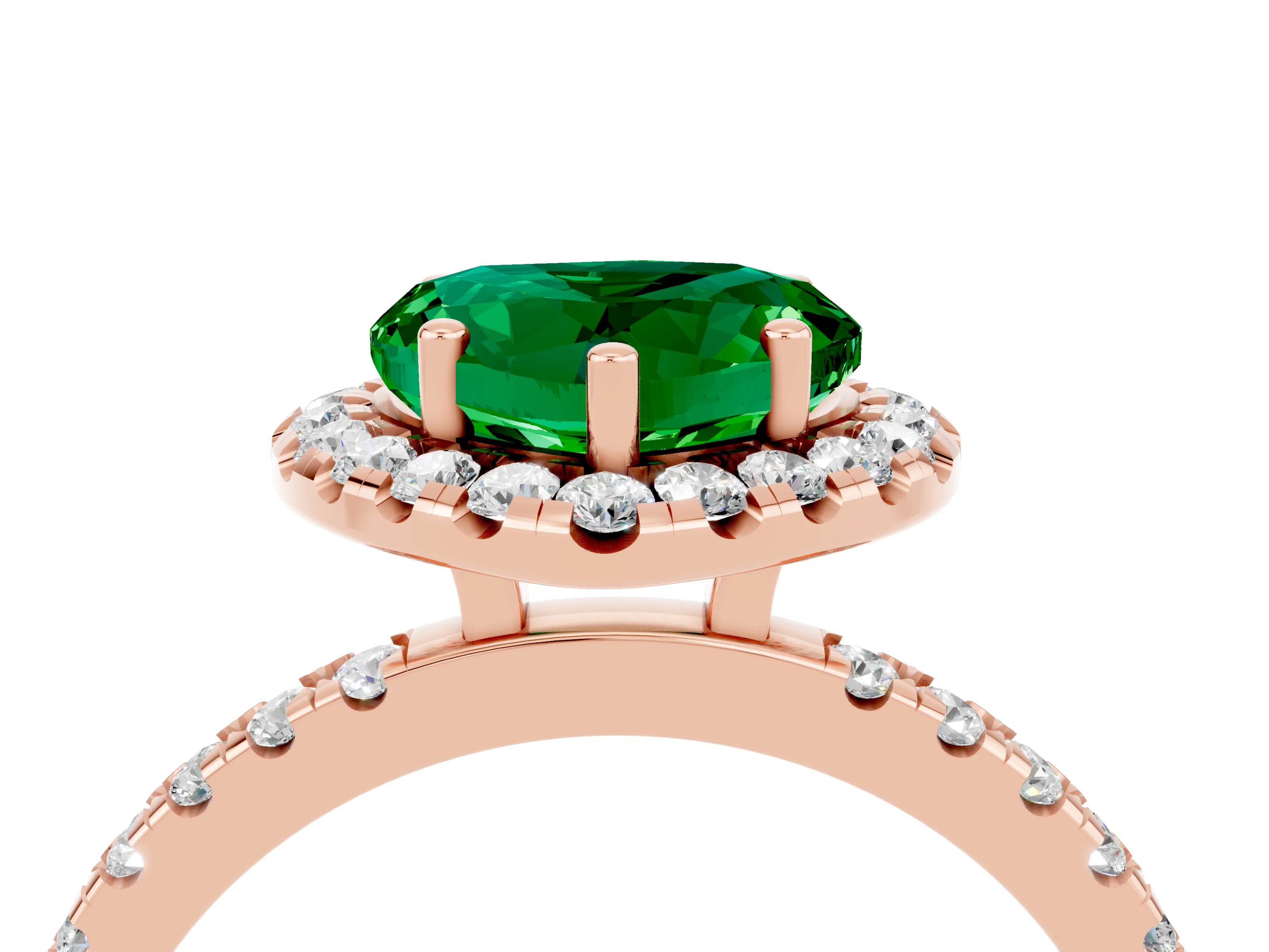 Rose gold Heart Cut Halo Diamond Pave Band with Prong Setting_4