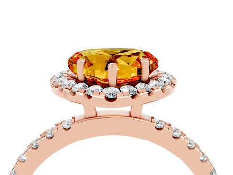 Rose gold Heart Cut Halo Diamond Pave Band with Prong Setting_4