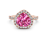 Rose gold Heart Cut Halo Diamond Pave Band with Prong Setting