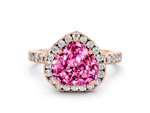 Rose gold Heart Cut Halo Diamond Pave Band with Prong Setting