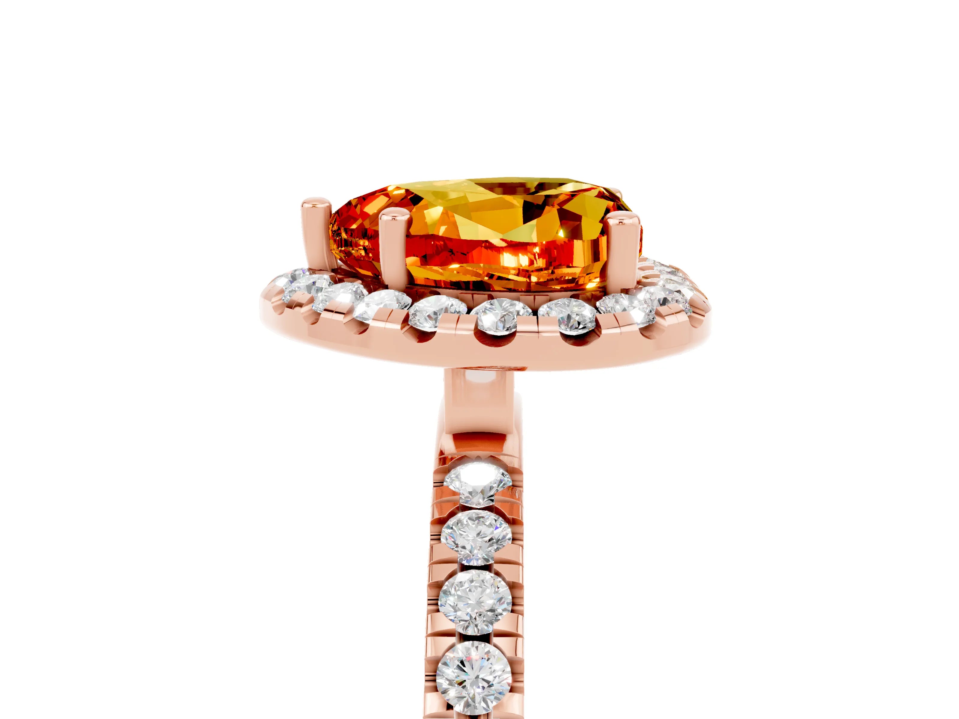 Rose gold Heart Cut Halo Diamond Pave Band with Prong Setting_5