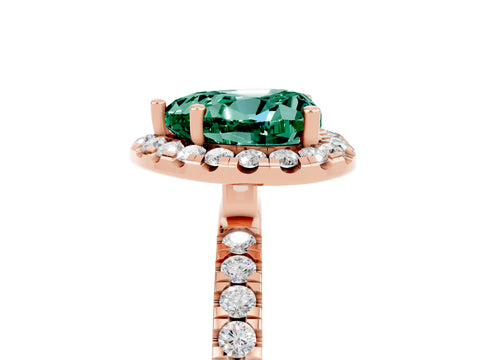 Rose gold Heart Cut Halo Diamond Pave Band with Prong Setting_5
