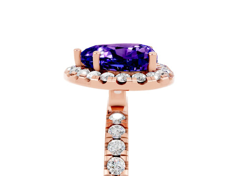 Rose gold Heart Cut Halo Diamond Pave Band with Prong Setting_5