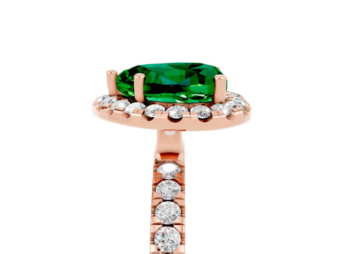 Rose gold Heart Cut Halo Diamond Pave Band with Prong Setting_5