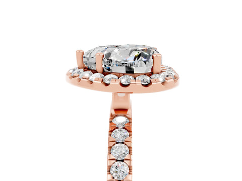 Rose gold Heart Cut Halo Diamond Pave Band with Prong Setting_5