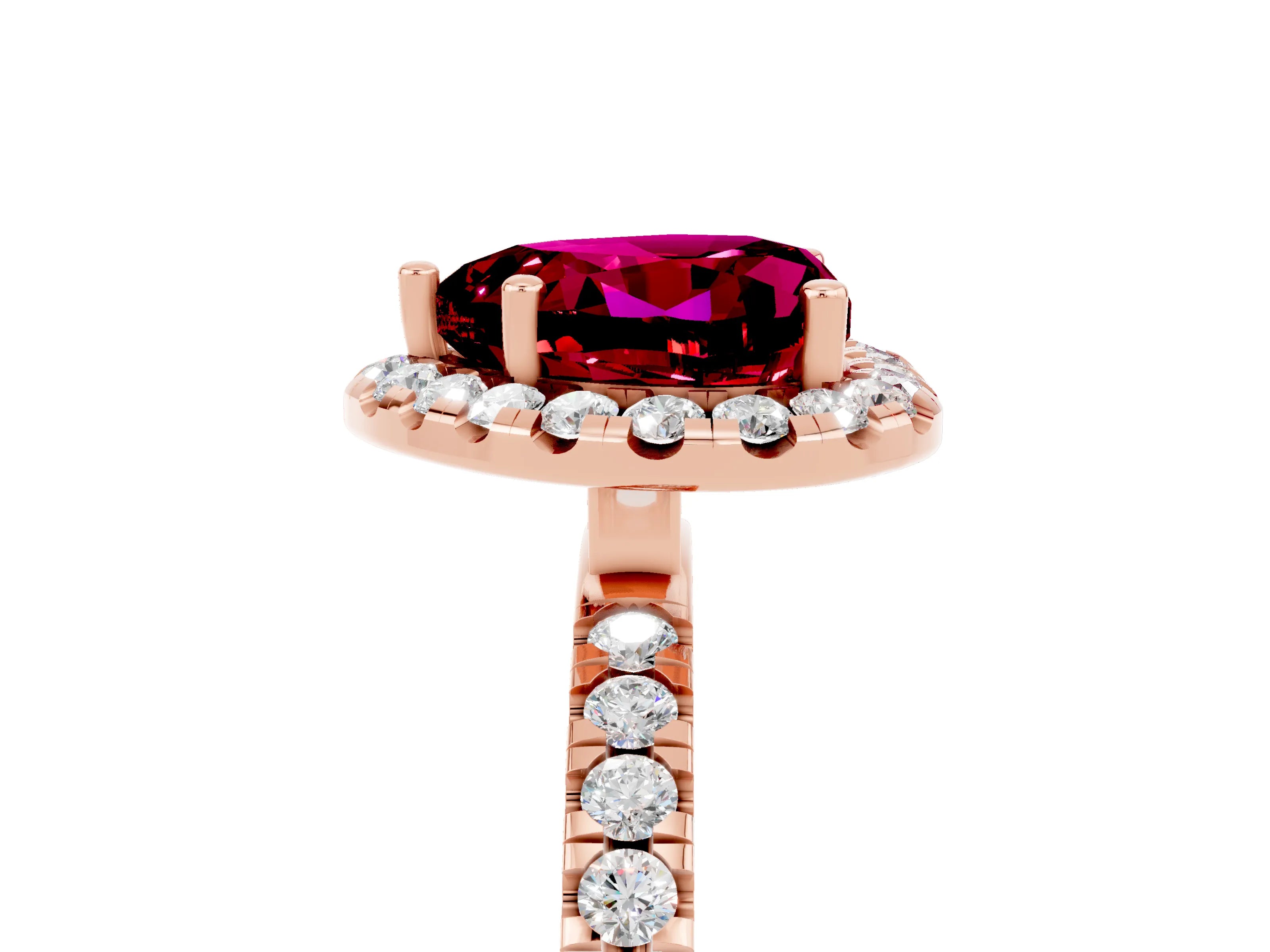 Rose gold Heart Cut Halo Diamond Pave Band with Prong Setting_5
