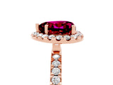 Rose gold Heart Cut Halo Diamond Pave Band with Prong Setting_5