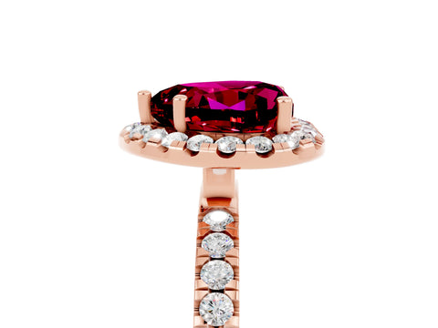 Rose gold Heart Cut Halo Diamond Pave Band with Prong Setting_5