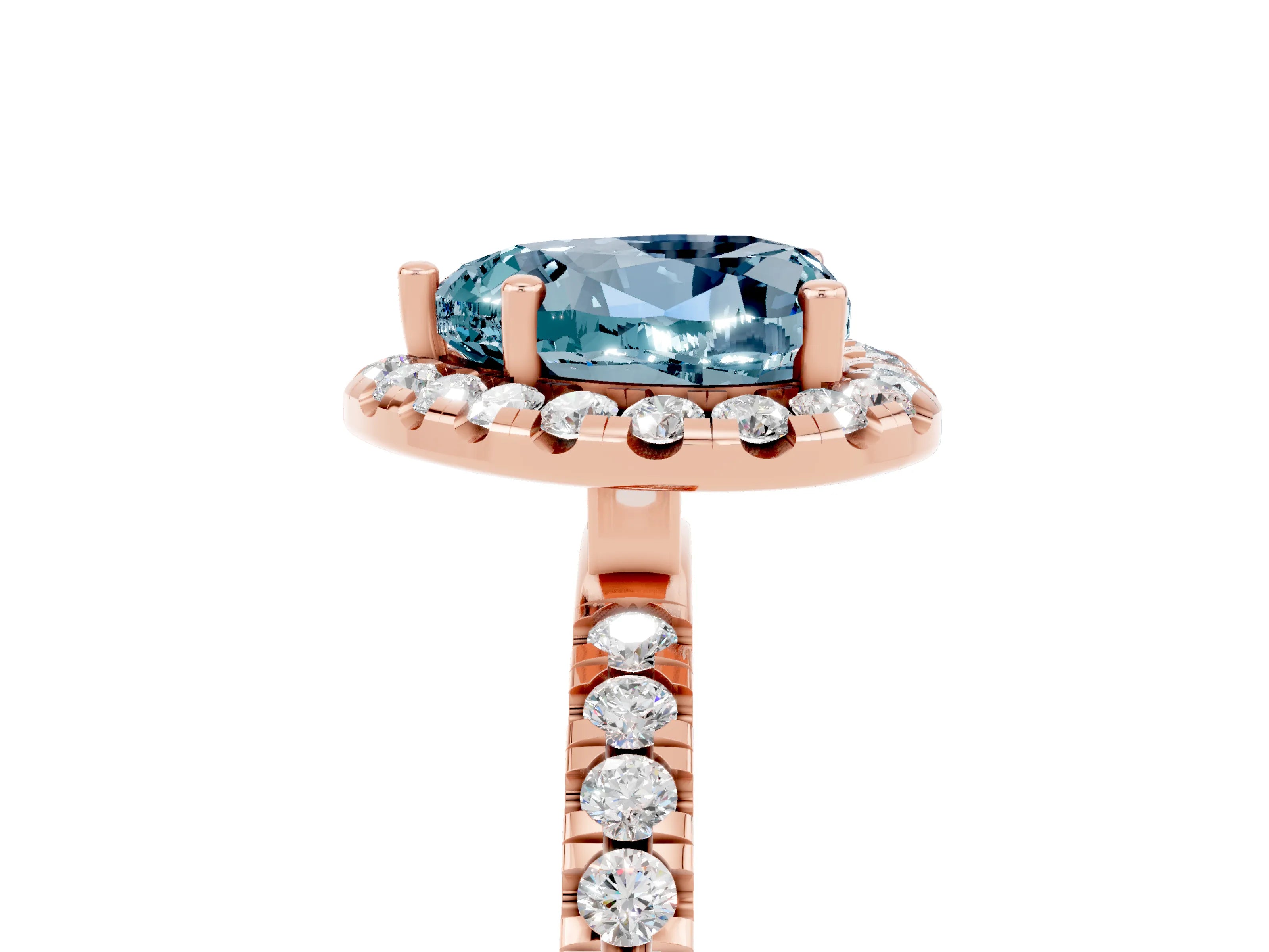 Rose gold Heart Cut Halo Diamond Pave Band with Prong Setting_5