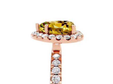 Rose gold Heart Cut Halo Diamond Pave Band with Prong Setting_5