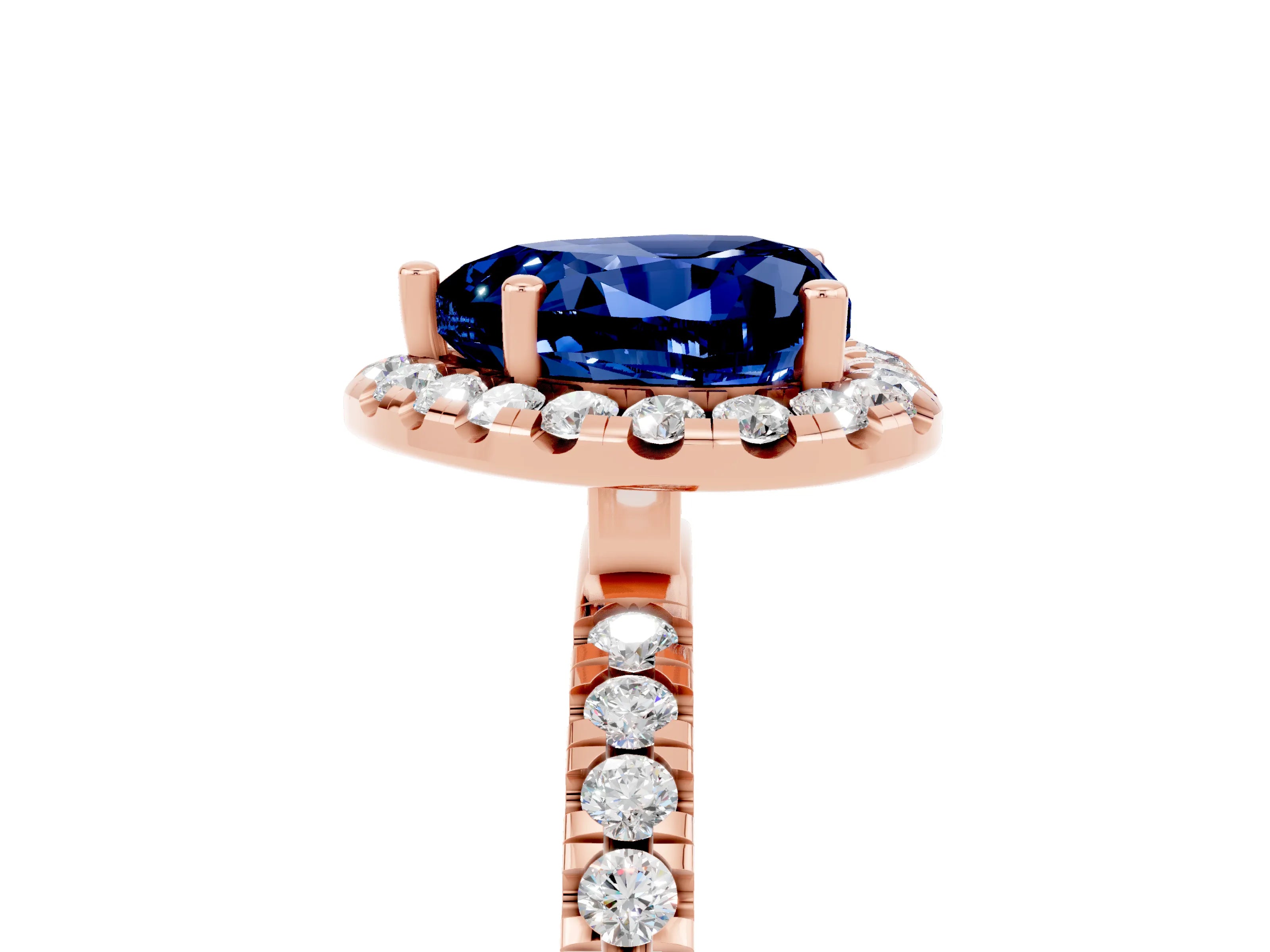 Rose gold Heart Cut Halo Diamond Pave Band with Prong Setting_5
