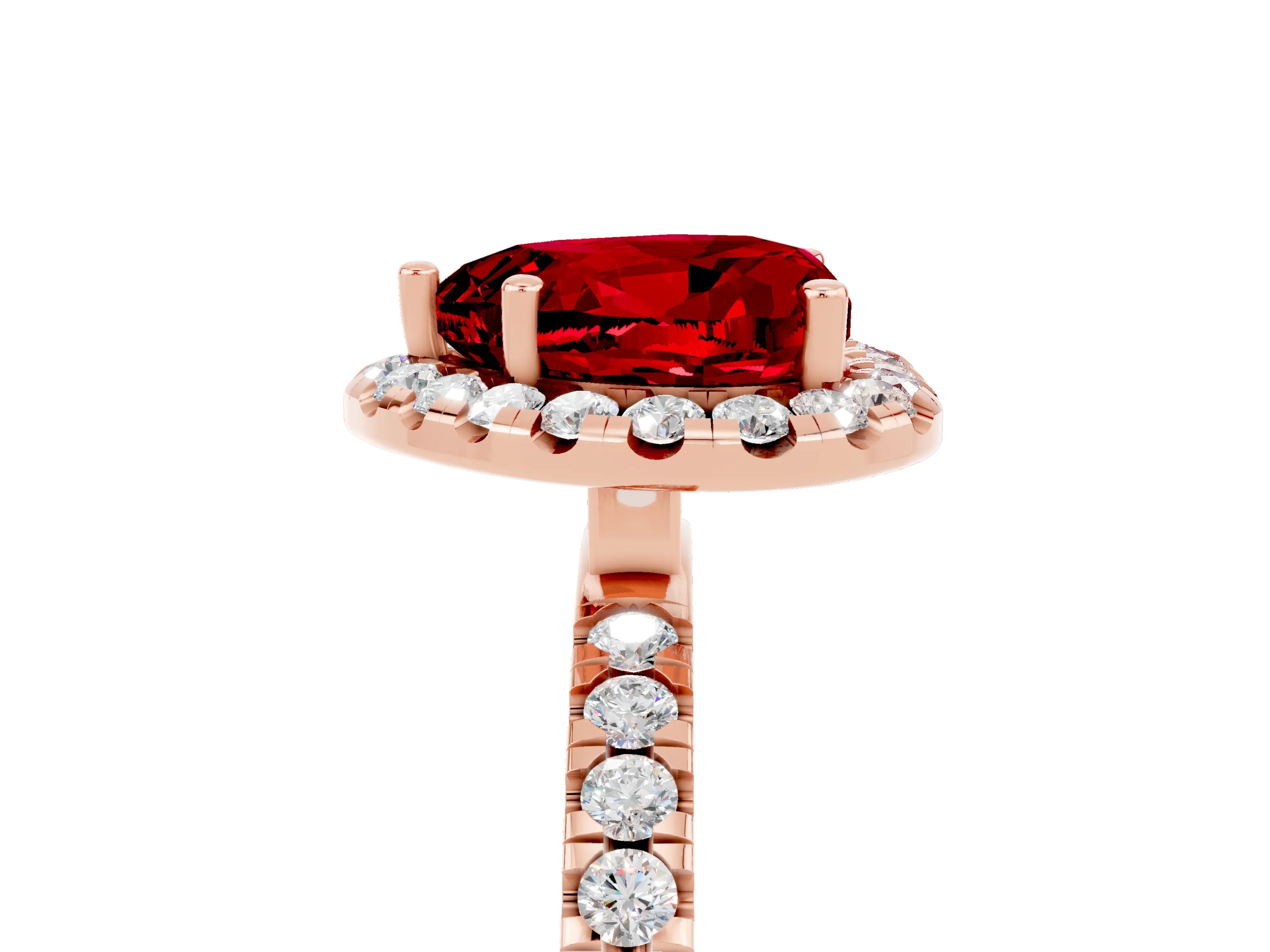 Rose gold Heart Cut Halo Diamond Pave Band with Prong Setting_5