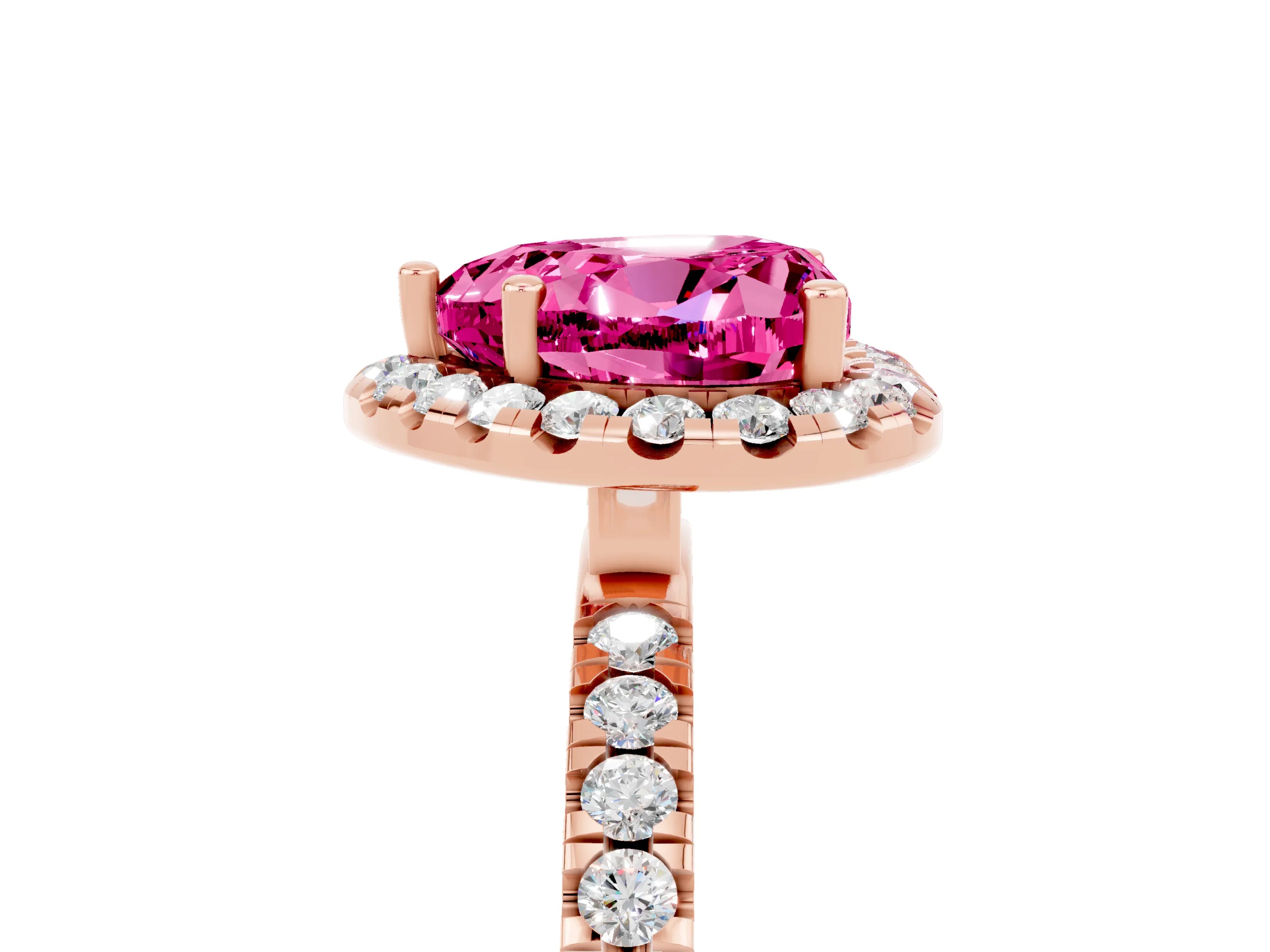 Rose gold Heart Cut Halo Diamond Pave Band with Prong Setting_5