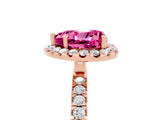 Rose gold Heart Cut Halo Diamond Pave Band with Prong Setting_5