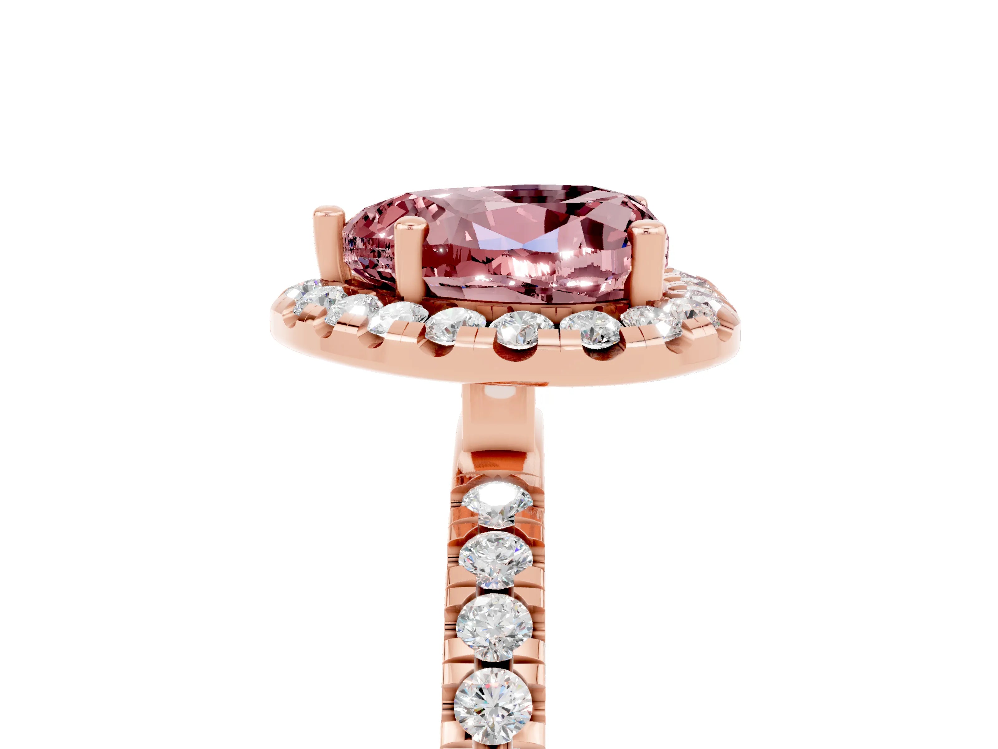 Rose gold Heart Cut Halo Diamond Pave Band with Prong Setting_5
