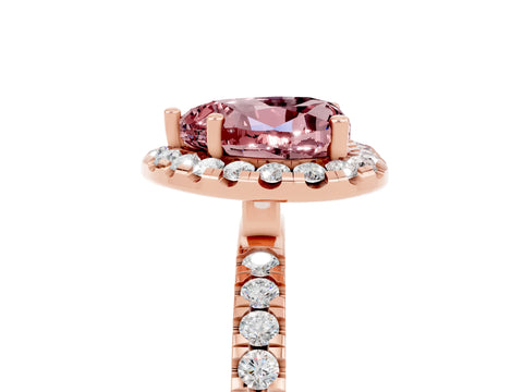 Rose gold Heart Cut Halo Diamond Pave Band with Prong Setting_5