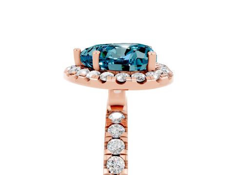Rose gold Heart Cut Halo Diamond Pave Band with Prong Setting_5