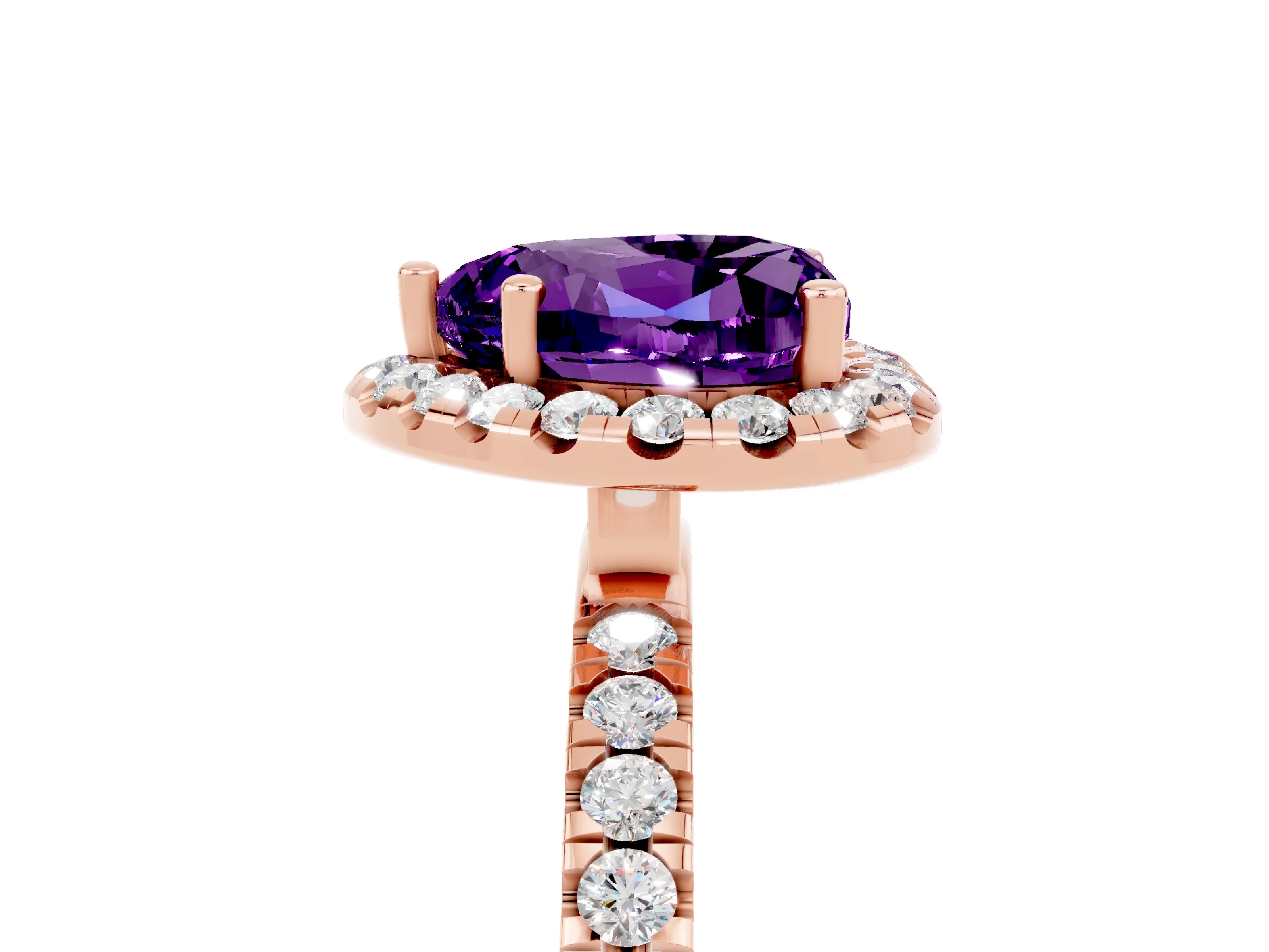 Rose gold Heart Cut Halo Diamond Pave Band with Prong Setting_5