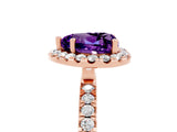 Rose gold Heart Cut Halo Diamond Pave Band with Prong Setting_5