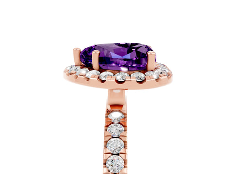 Rose gold Heart Cut Halo Diamond Pave Band with Prong Setting_5