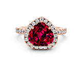 Rose gold Heart Cut Halo Diamond Pave Band with Prong Setting