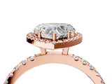 Rose gold Heart Cut Halo Diamond Pave Band with Prong Setting_7