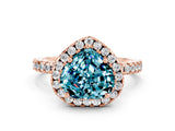 Rose gold Heart Cut Halo Diamond Pave Band with Prong Setting