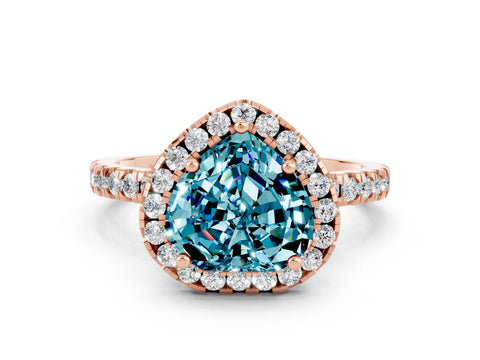 Rose gold Heart Cut Halo Diamond Pave Band with Prong Setting