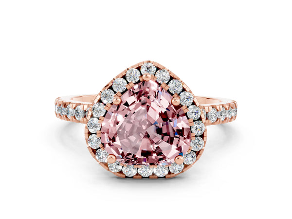 Rose gold Heart Cut Halo Diamond Pave Band with Prong Setting