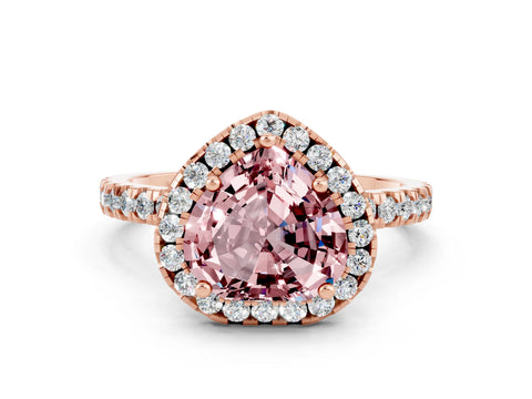 Rose gold Heart Cut Halo Diamond Pave Band with Prong Setting