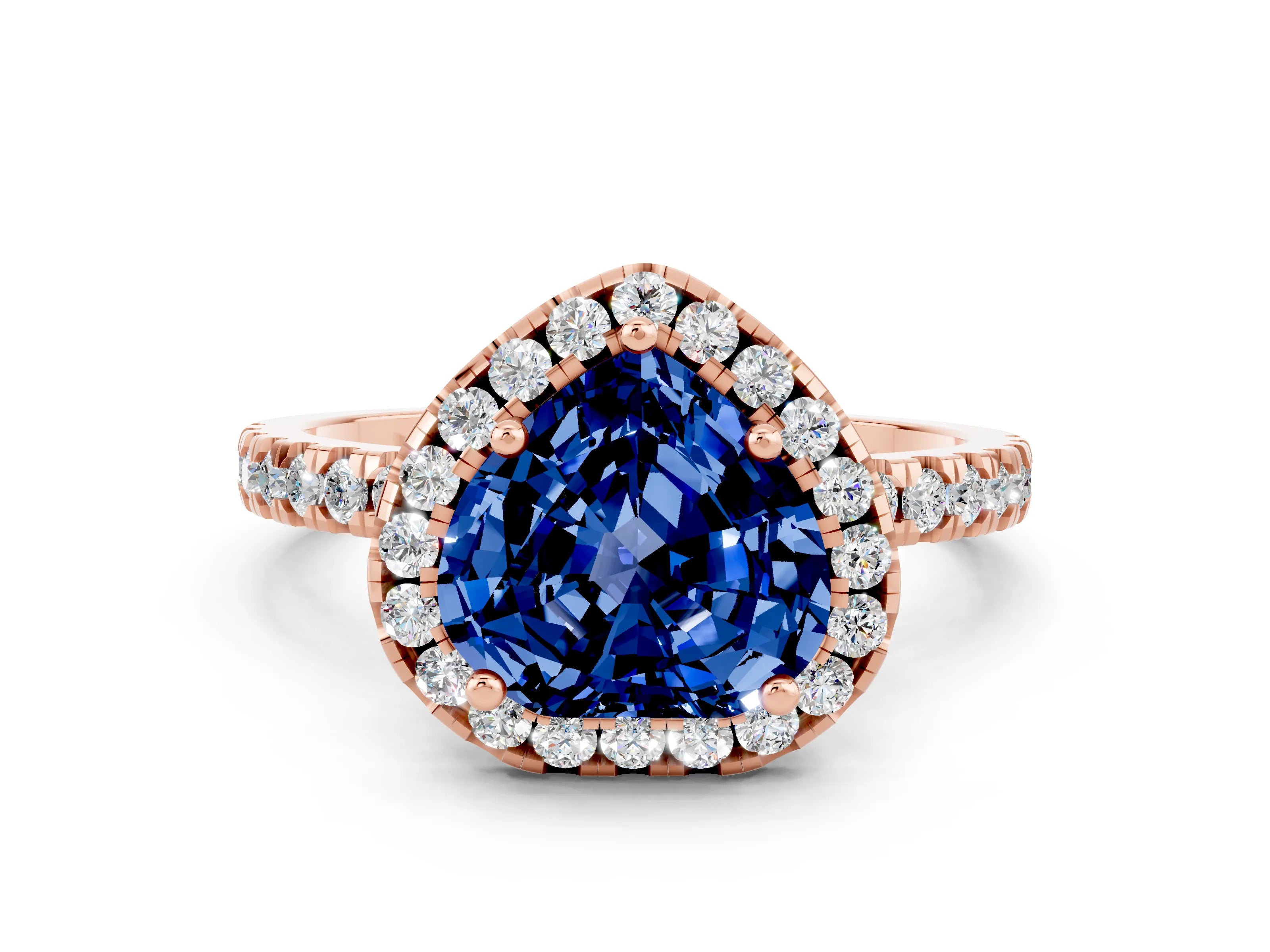 Rose gold Heart Cut Halo Diamond Pave Band with Prong Setting