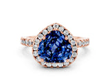 Rose gold Heart Cut Halo Diamond Pave Band with Prong Setting