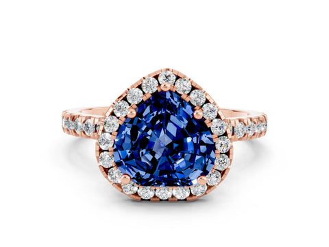 Rose gold Heart Cut Halo Diamond Pave Band with Prong Setting