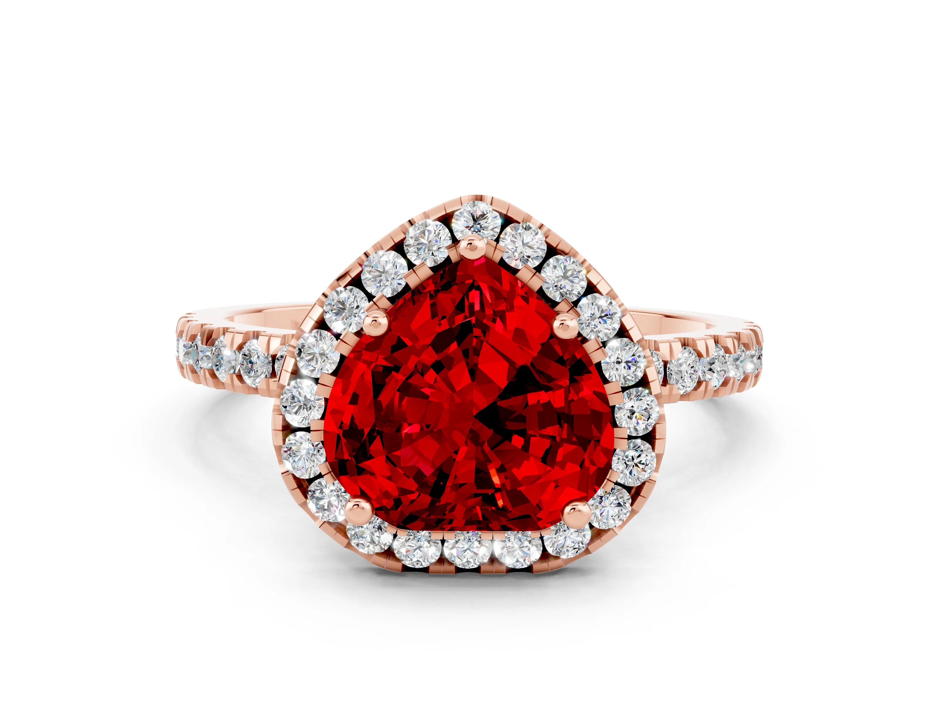 Rose gold Heart Cut Halo Diamond Pave Band with Prong Setting
