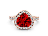 Rose gold Heart Cut Halo Diamond Pave Band with Prong Setting