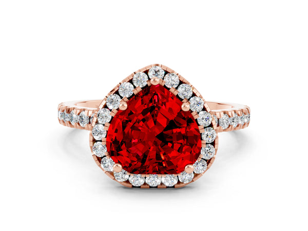 Rose gold Heart Cut Halo Diamond Pave Band with Prong Setting