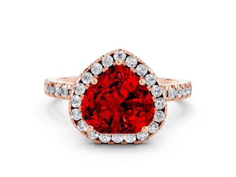 Rose gold Heart Cut Halo Diamond Pave Band with Prong Setting