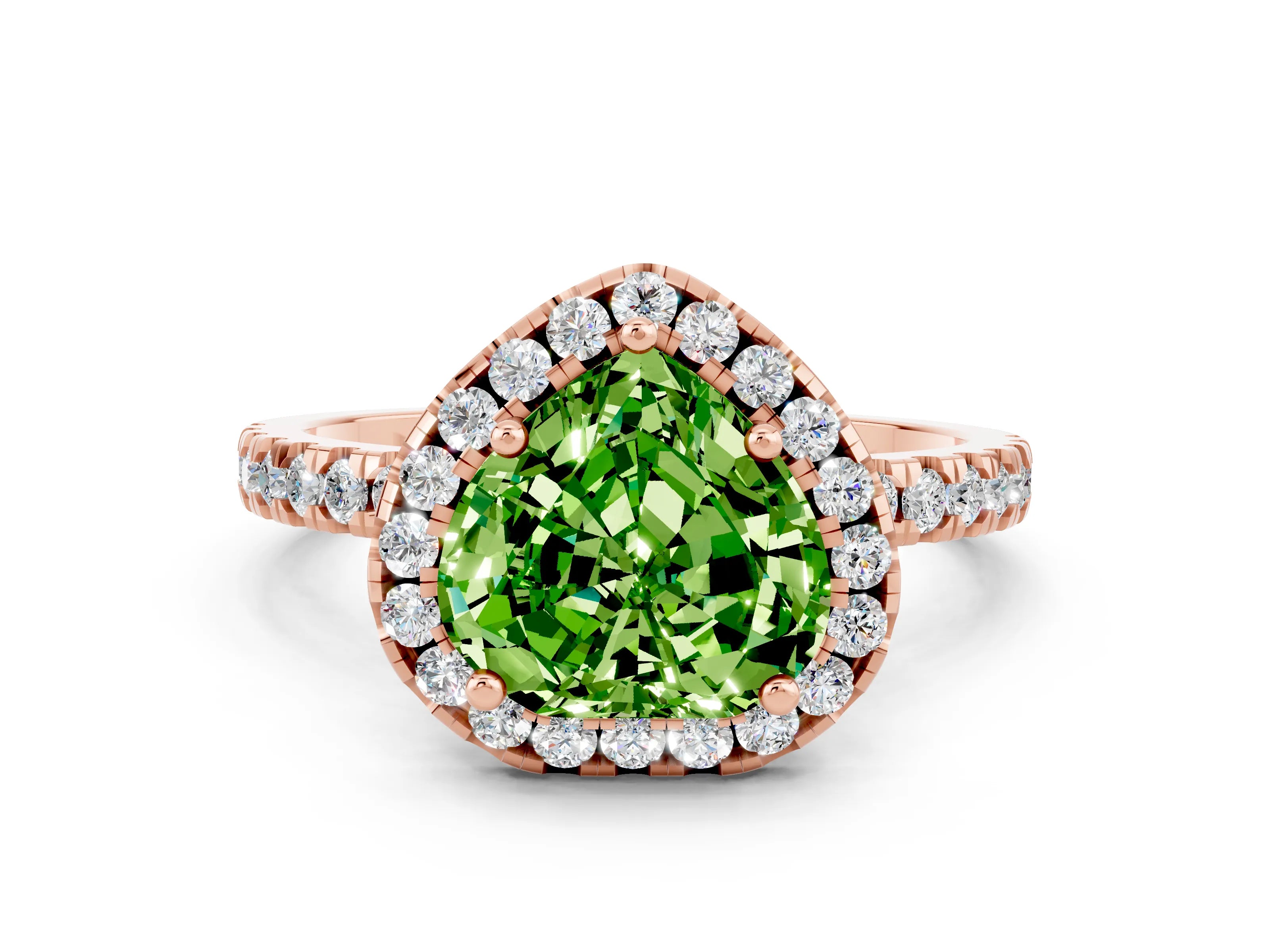 Rose gold Heart Cut Halo Diamond Pave Band with Prong Setting