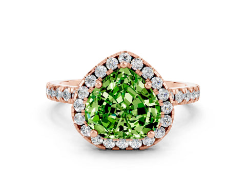 Rose gold Heart Cut Halo Diamond Pave Band with Prong Setting