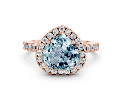 Rose gold Heart Cut Halo Diamond Pave Band with Prong Setting
