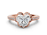 Rose gold Heart Cut Halo Diamond Ring with Channel Set Band and Four-Prong Setting_53