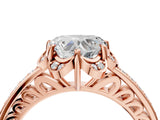 Rose gold Heart Cut Halo Diamond Ring with Channel Set Band and Four-Prong Setting_57