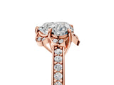 Rose gold Heart Cut Halo Diamond Ring with Channel Set Band and Four-Prong Setting_58