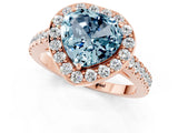 Rose gold Heart Cut Halo Diamond Ring with Pavé Band and Three-Prong Setting_1